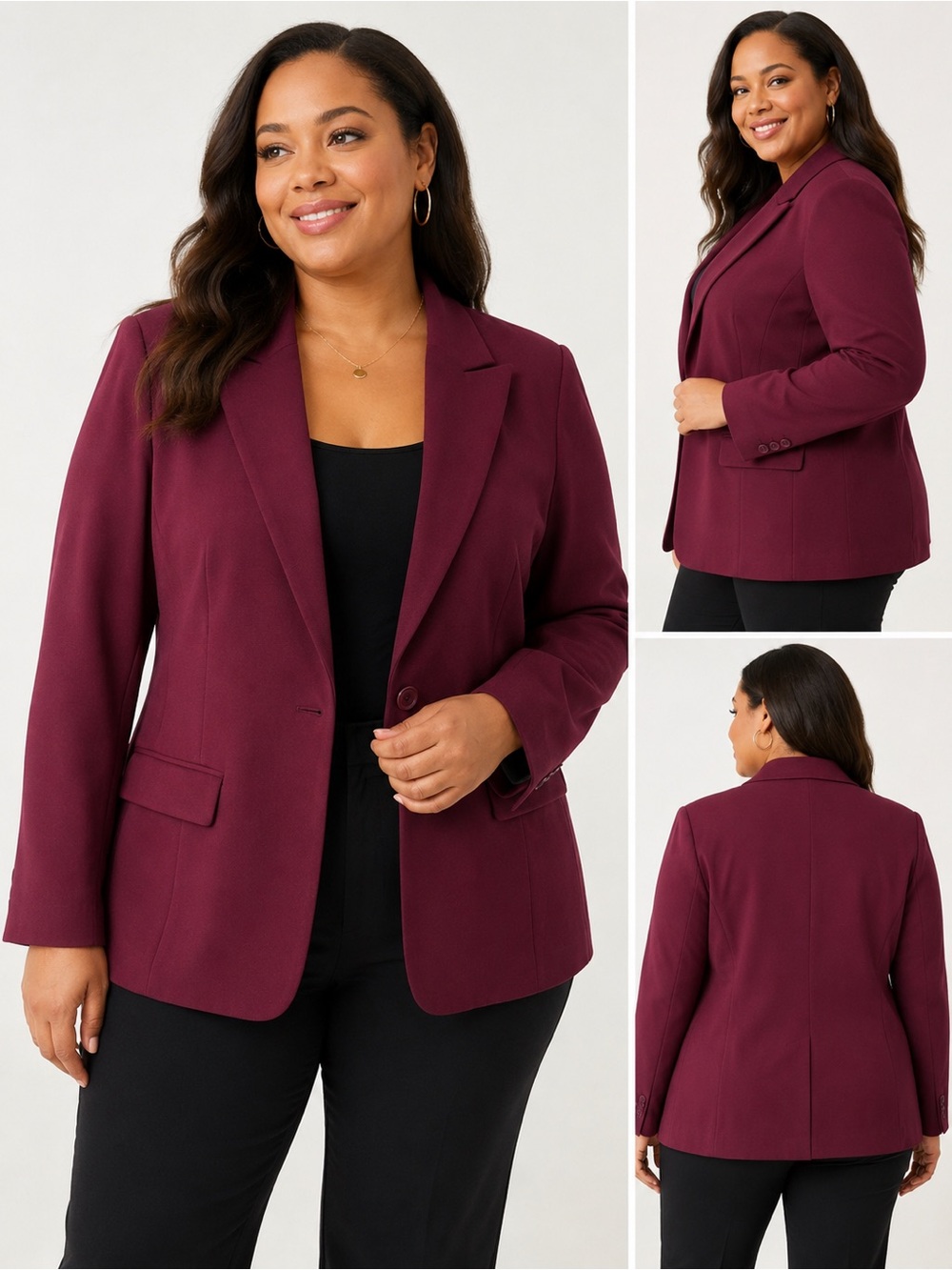 Lane Bryant Size 22 Burgundy Wine One-Button Blazer Jacket